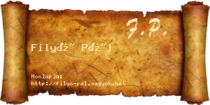 Filyó Pál névjegykártya